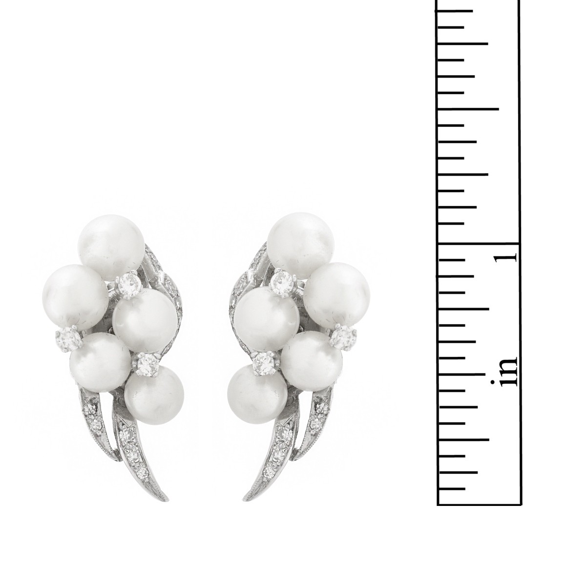 Pearl, Diamond and 14K Earrings