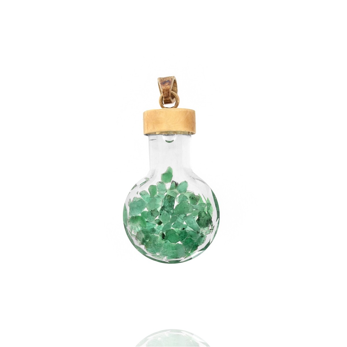 Emerald, Crystal and 18K Pendant