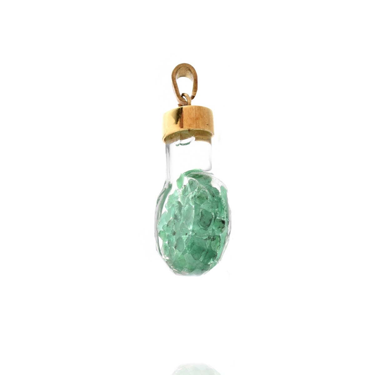 Emerald, Crystal and 18K Pendant
