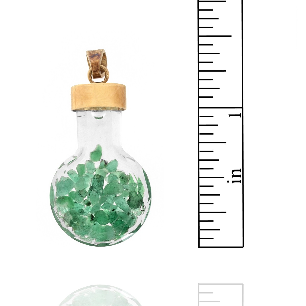 Emerald, Crystal and 18K Pendant