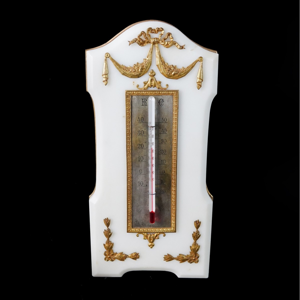 French Louis XVI Style Marble Thermometer