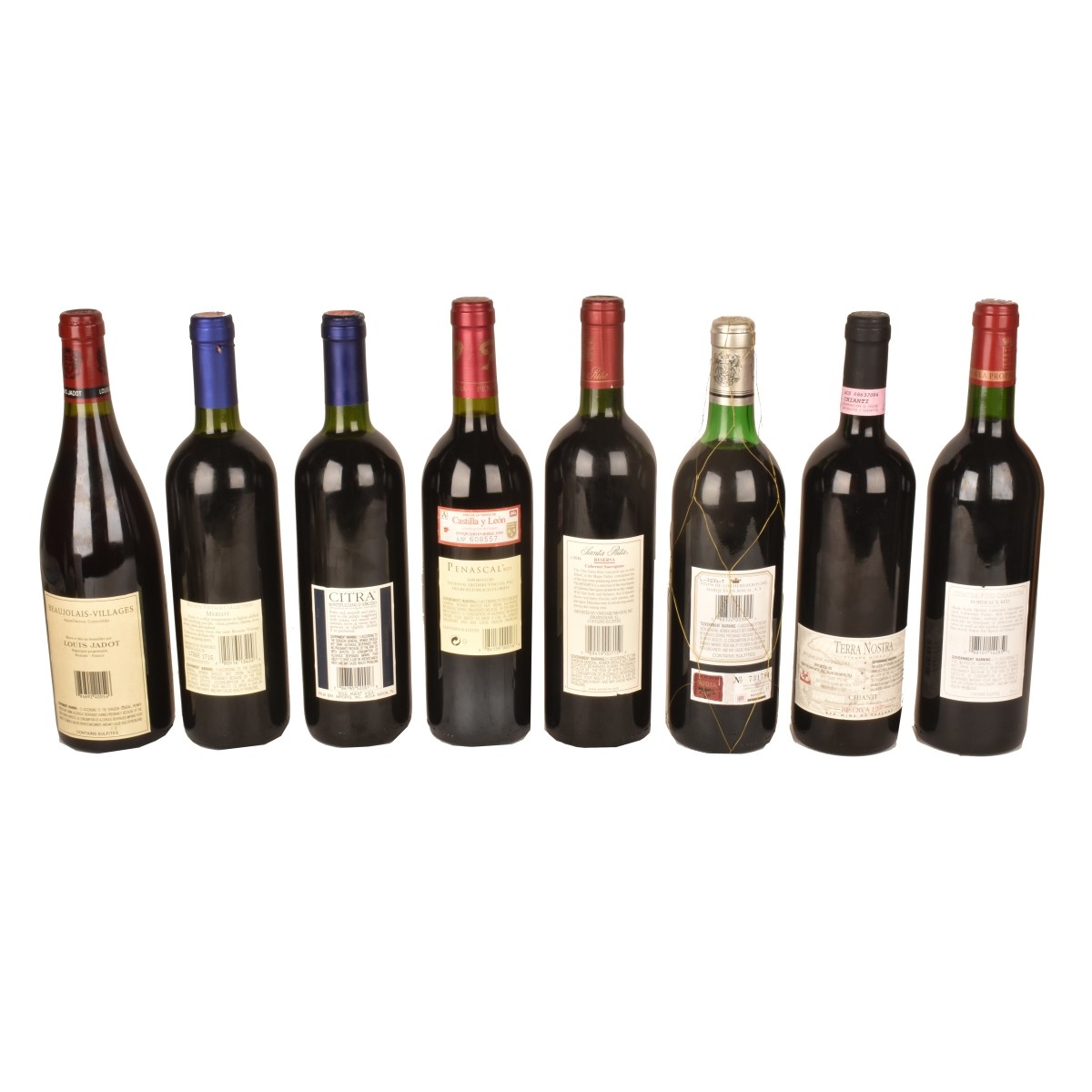 Eight Assorted Wine Bottles
