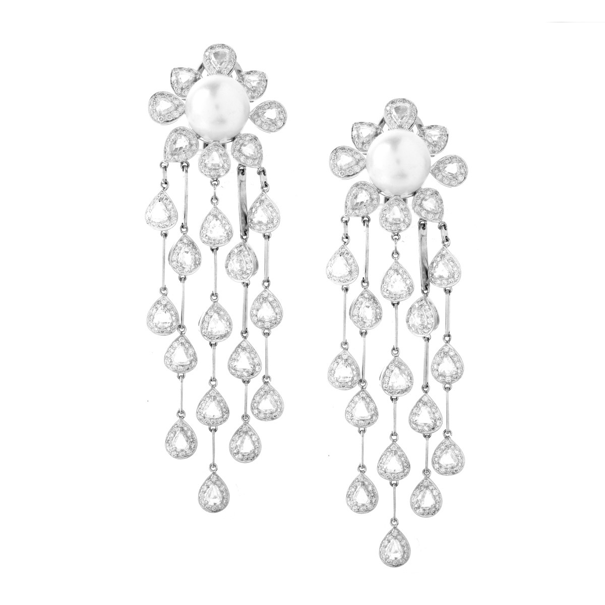 Diamond, Pearl and 18K Earrings