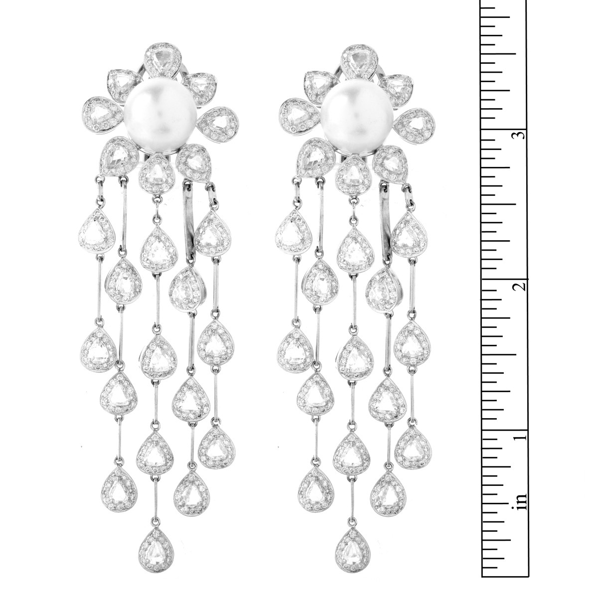 Diamond, Pearl and 18K Earrings