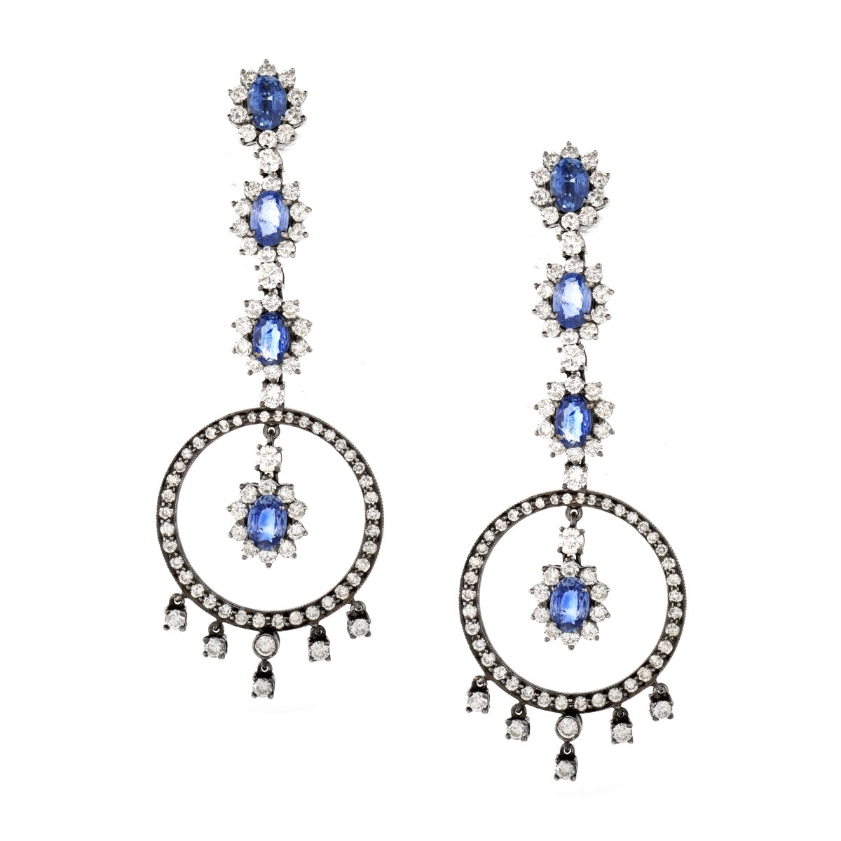 Diamond, Sapphire and 18K Earrings