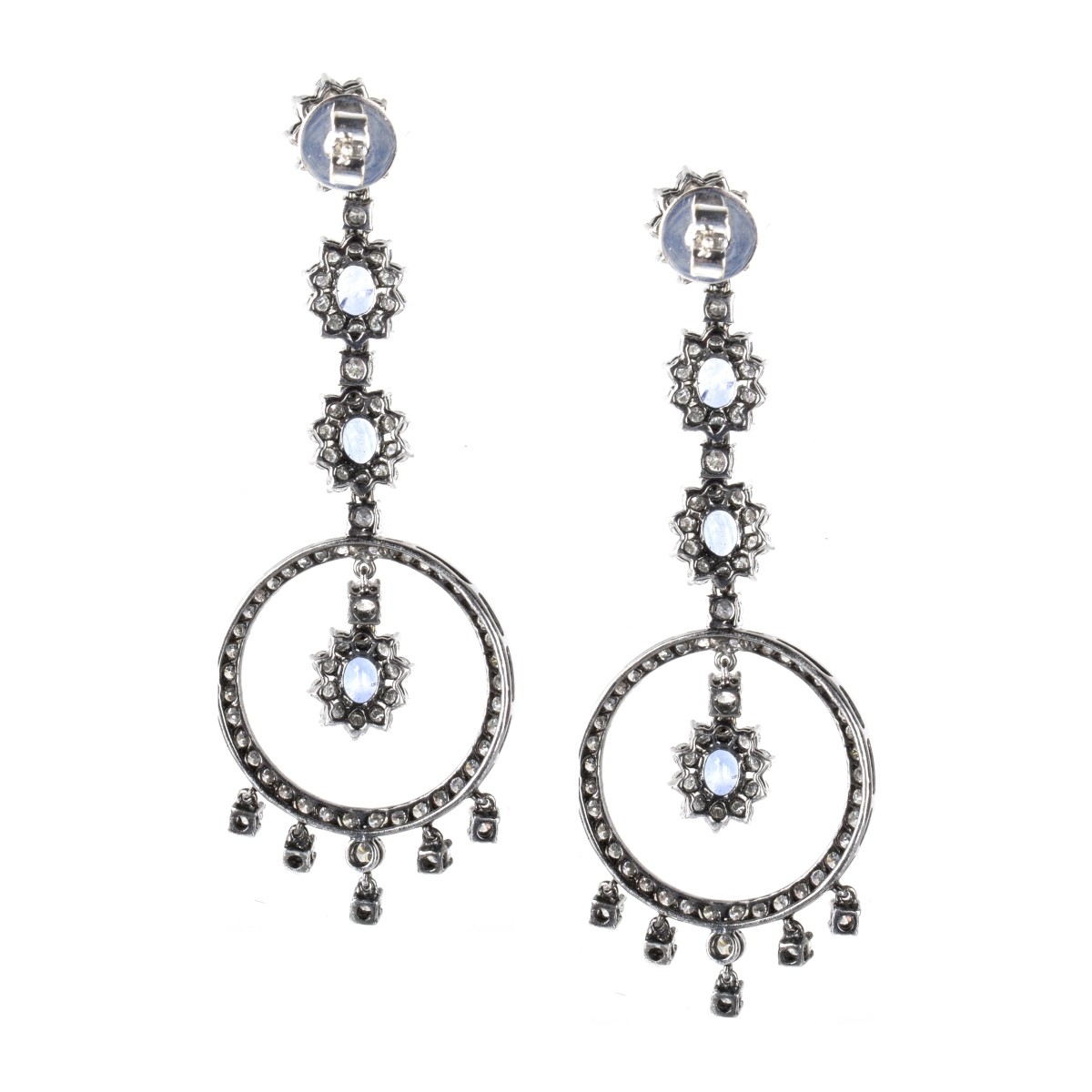 Diamond, Sapphire and 18K Earrings