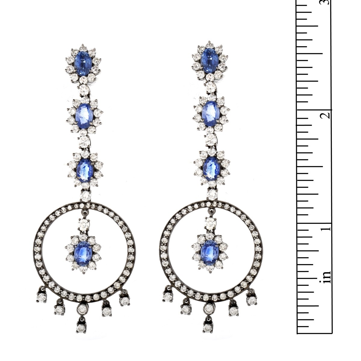 Diamond, Sapphire and 18K Earrings