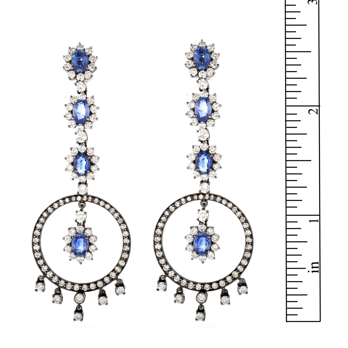 Diamond, Sapphire and 18K Earrings