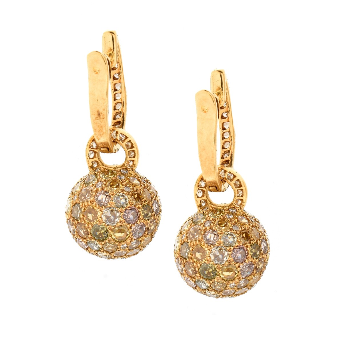 Fancy Diamond and 18K Earrings