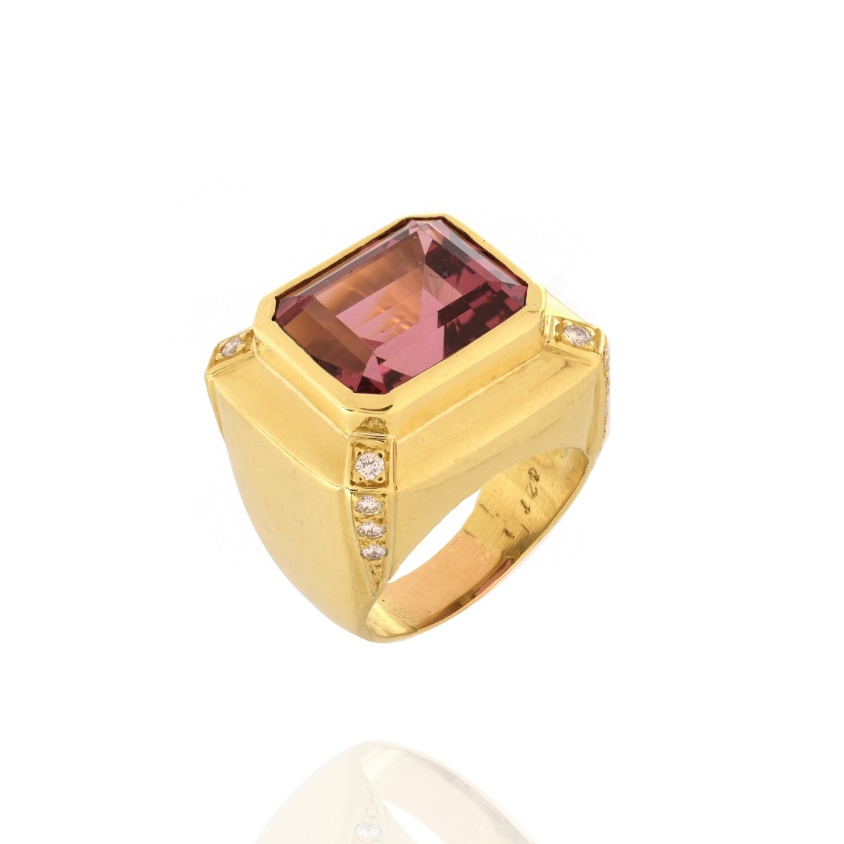 GIA Tourmaline, Diamond and 18K Ring