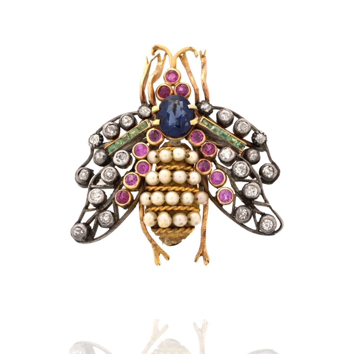 Multi-gem, Diamond and 14K Brooch