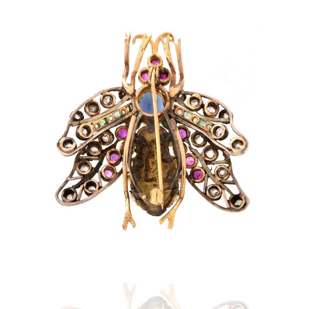 Multi-gem, Diamond and 14K Brooch