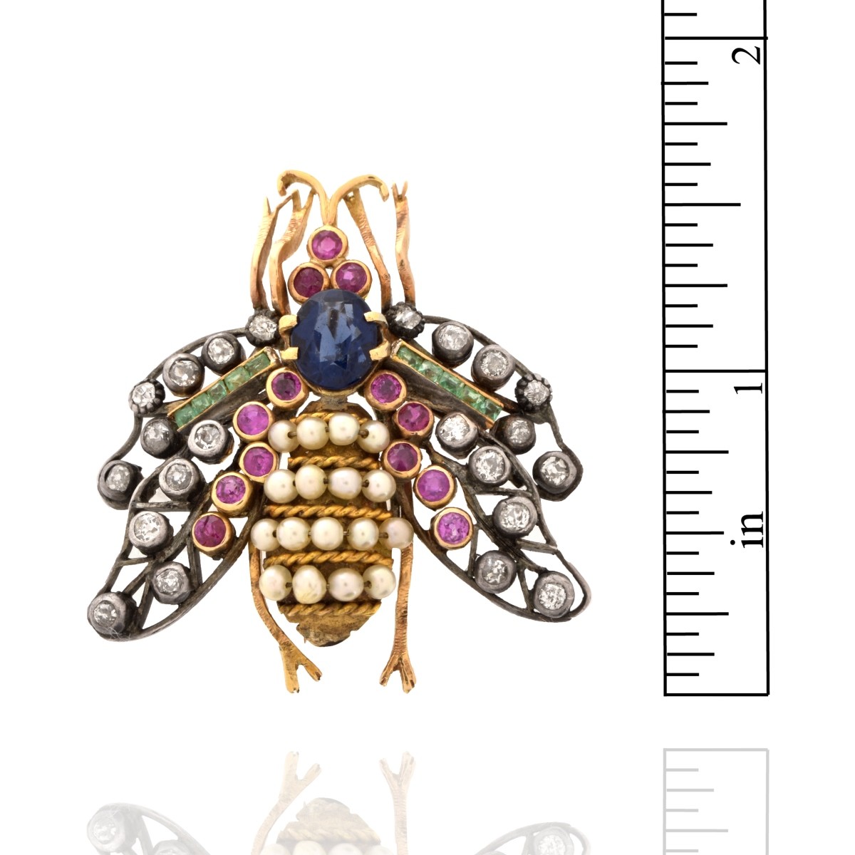 Multi-gem, Diamond and 14K Brooch