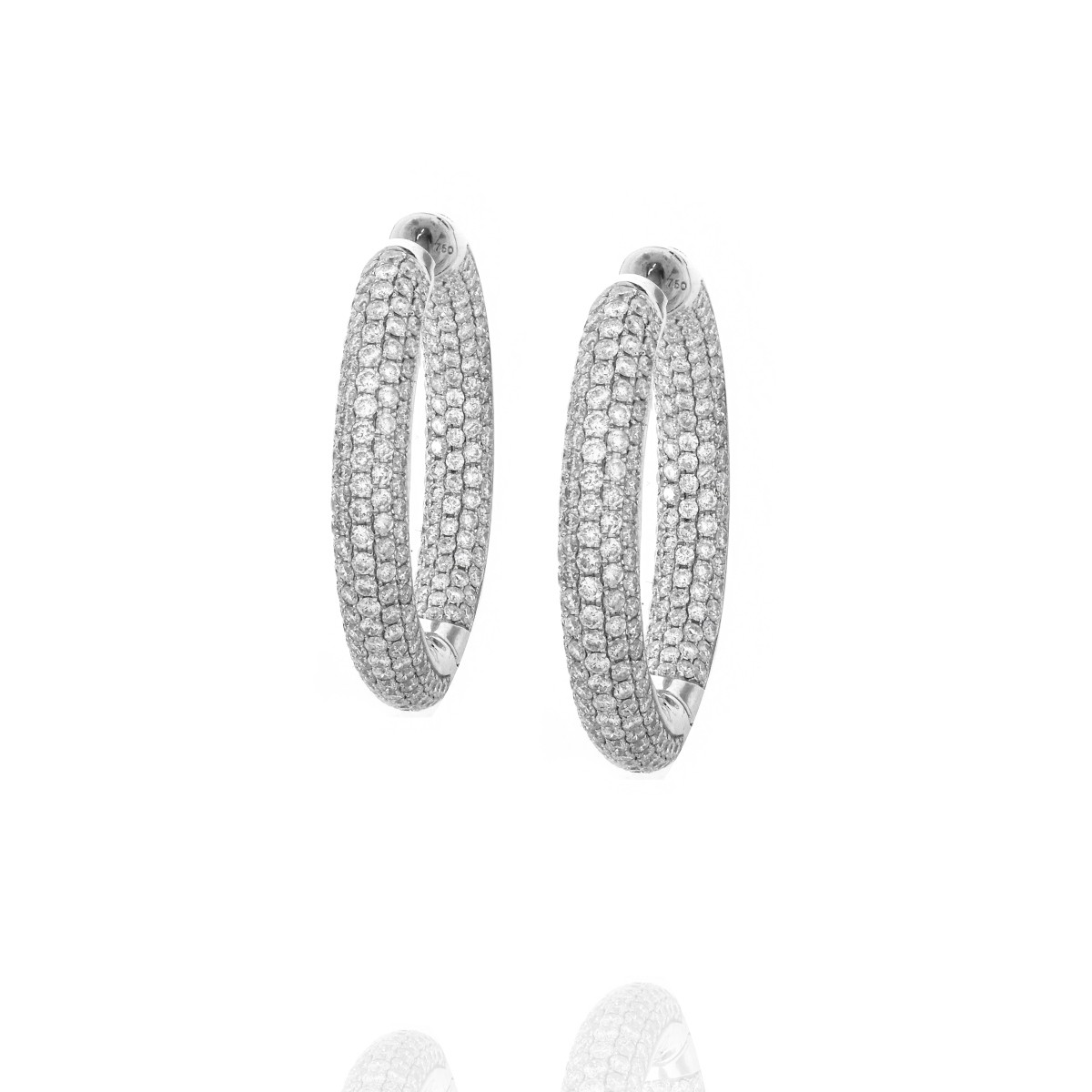 Diamond and 18K Hoop Earrings