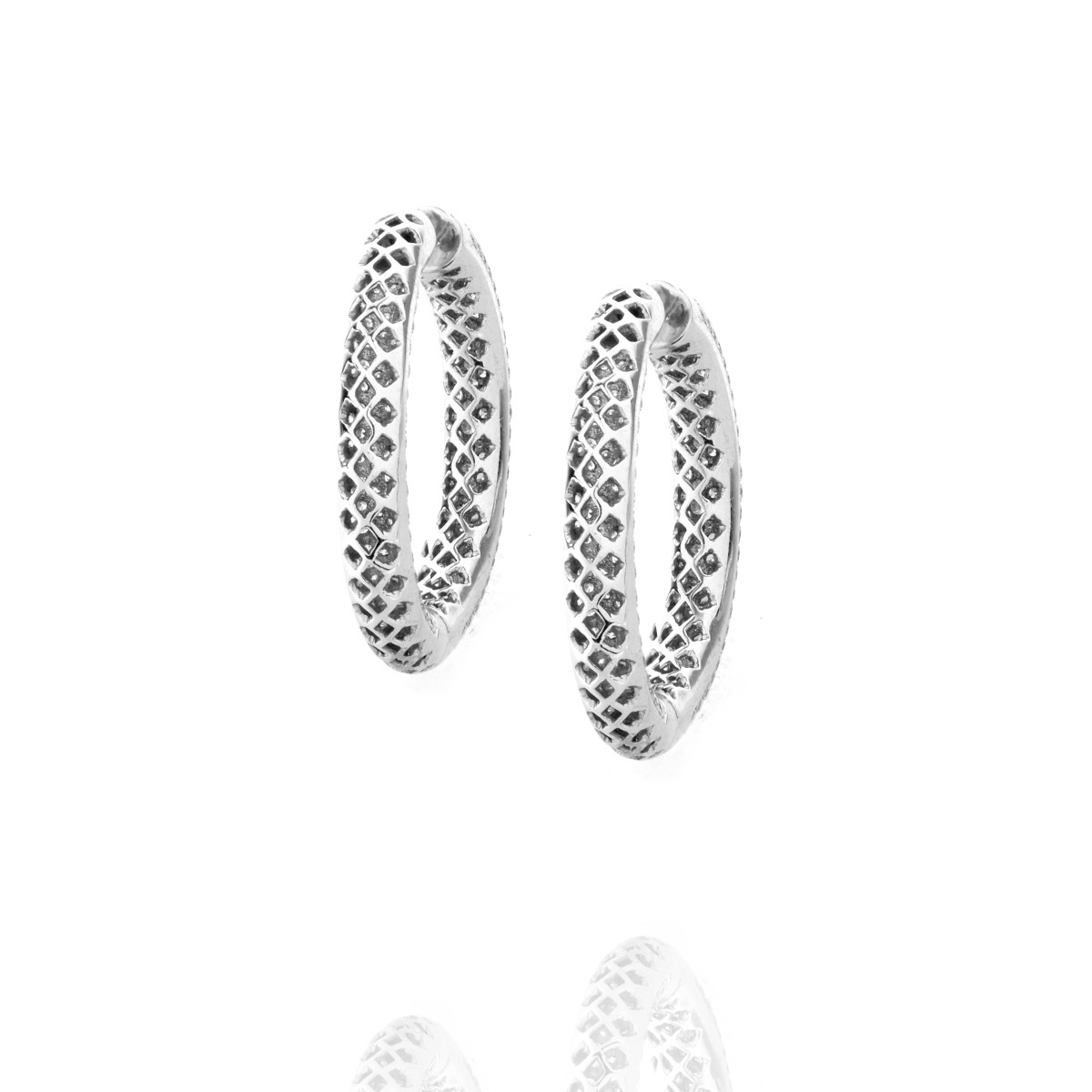 Diamond and 18K Hoop Earrings