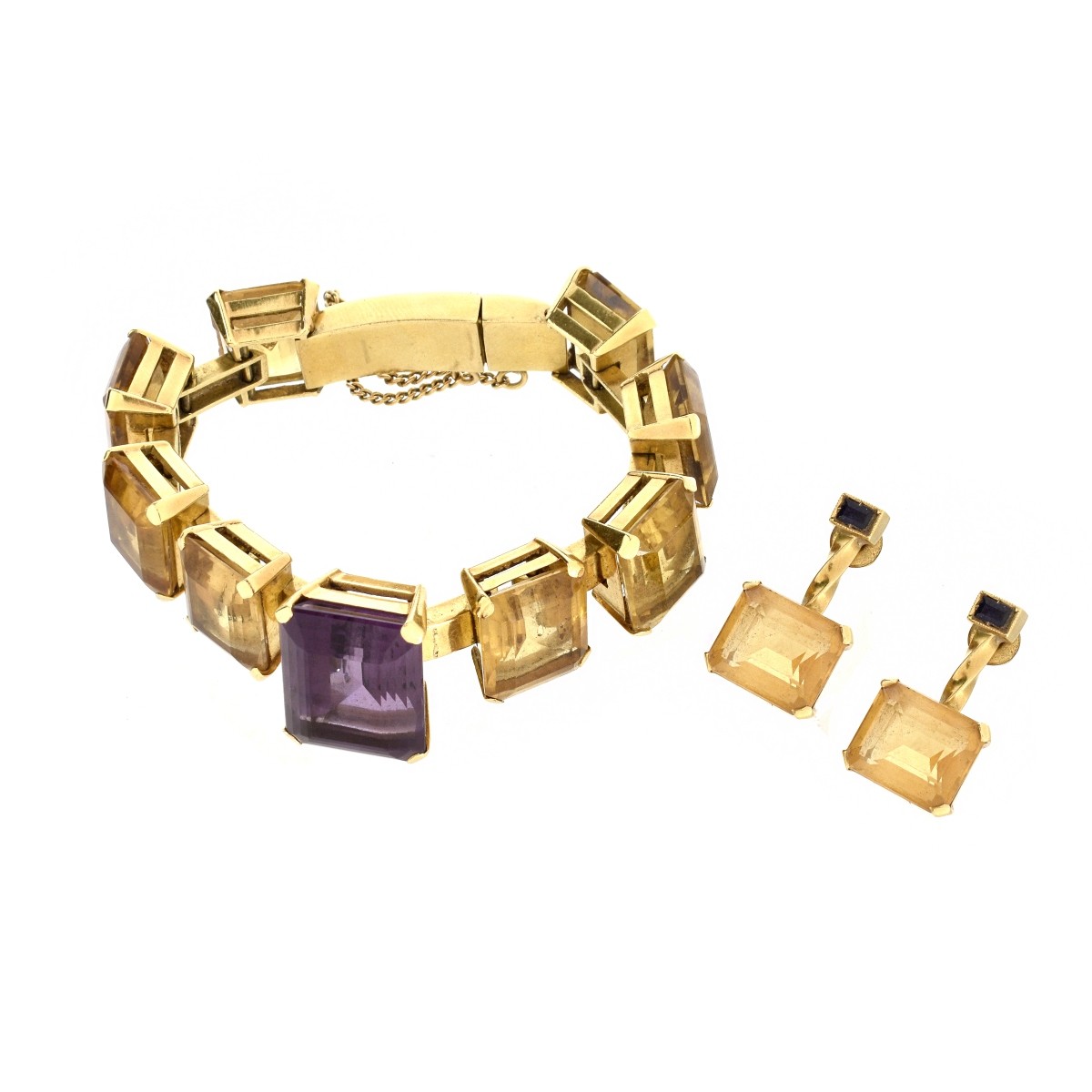 Citrine, Amethyst and 18K Bracelet