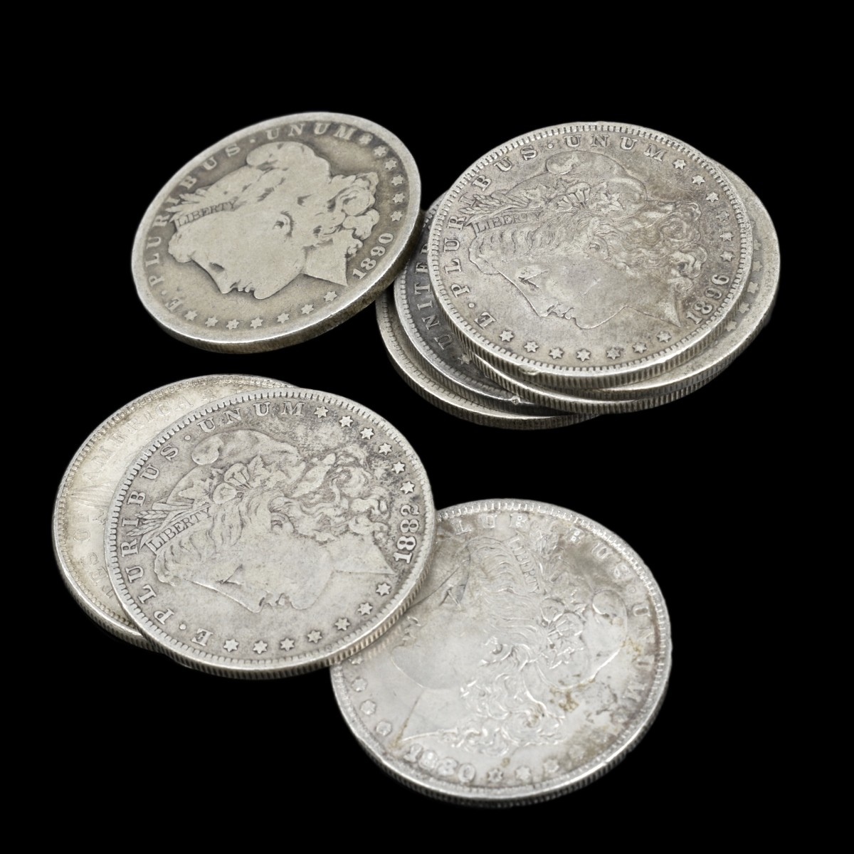 Ten U.S. Morgan Silver Dollars