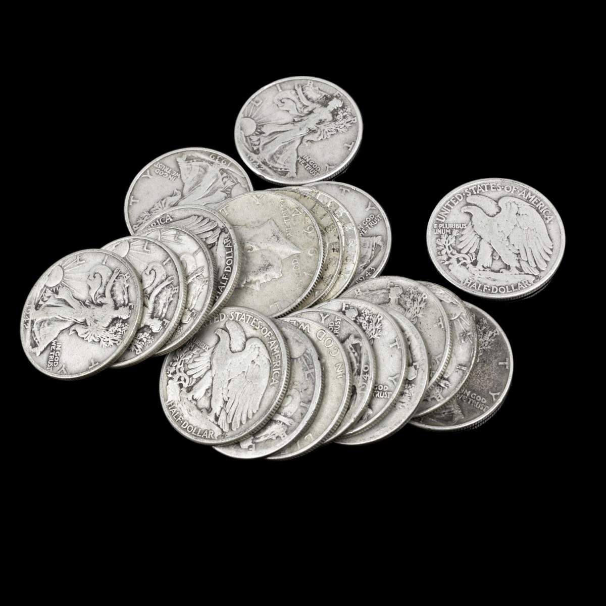 Twenty U.S. Silver Half Dollars