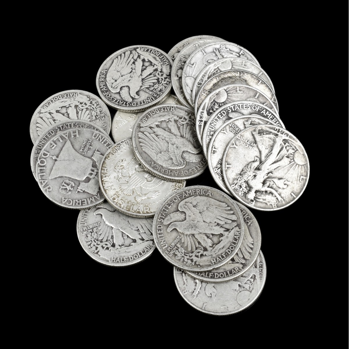 Twenty U.S. Silver Half Dollars