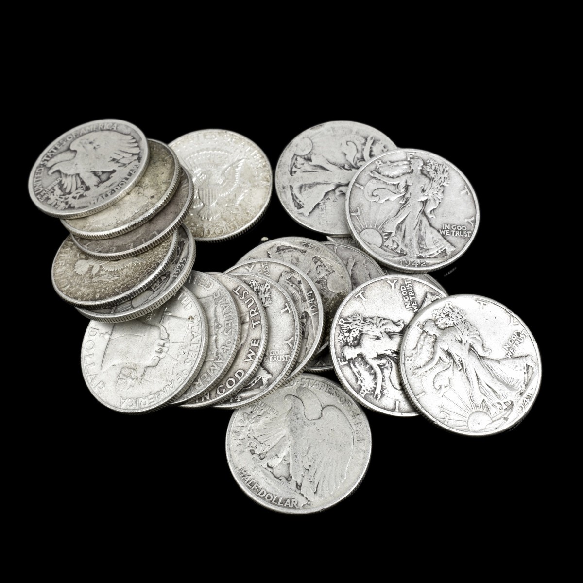 Twenty U.S. Silver Half Dollars