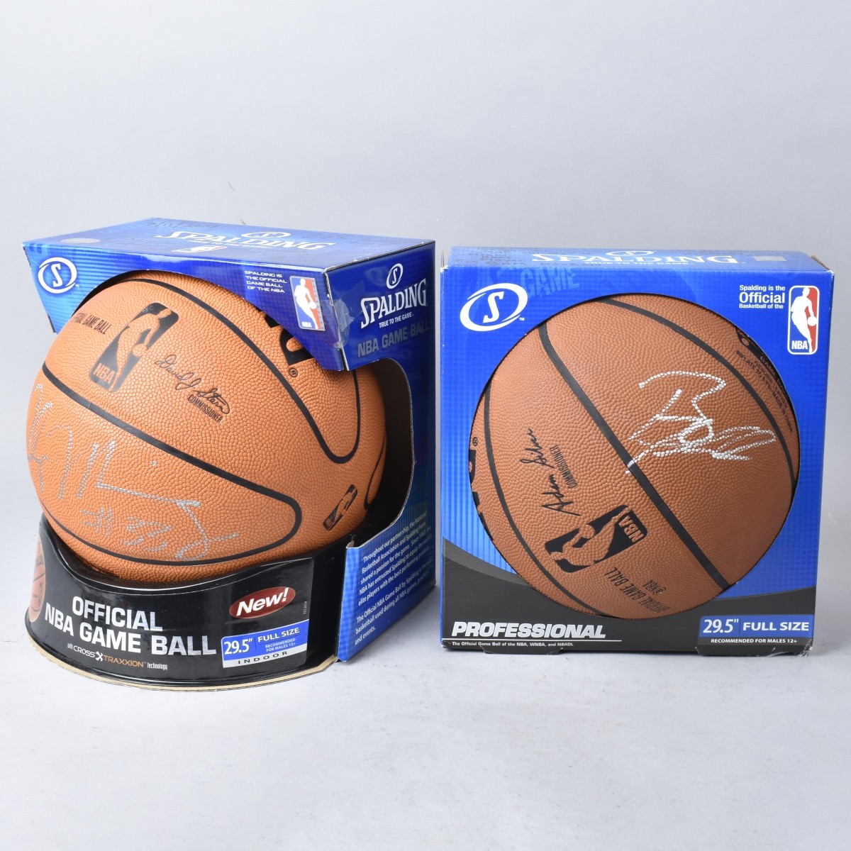 Two (2) NBA Basketballs signed Mourning & Adebayo