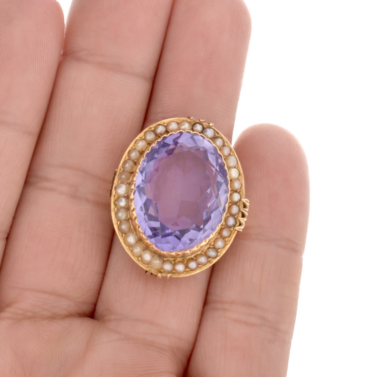 Amethyst, Pearl and 14K Ring