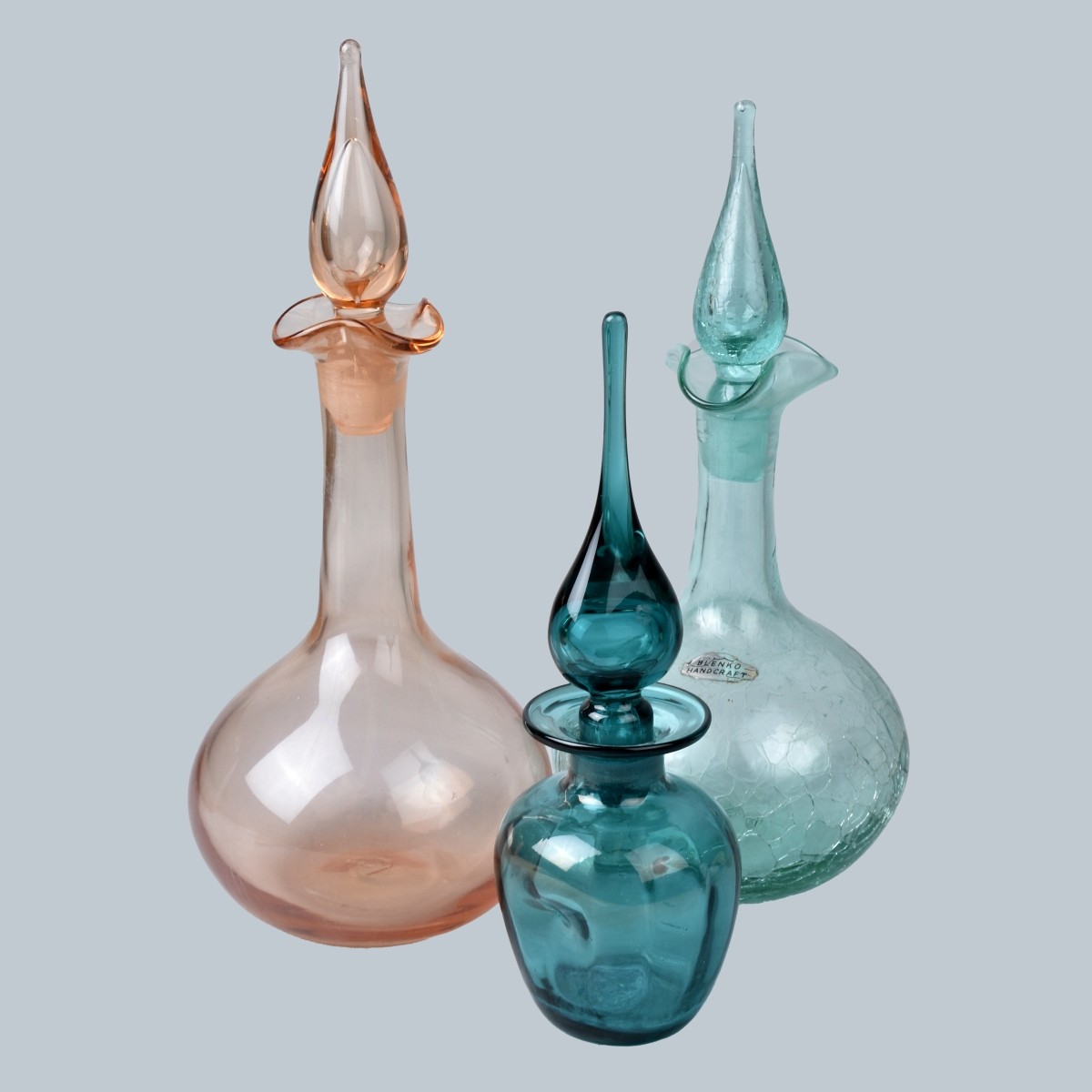 Three Blenko Glass Decanters