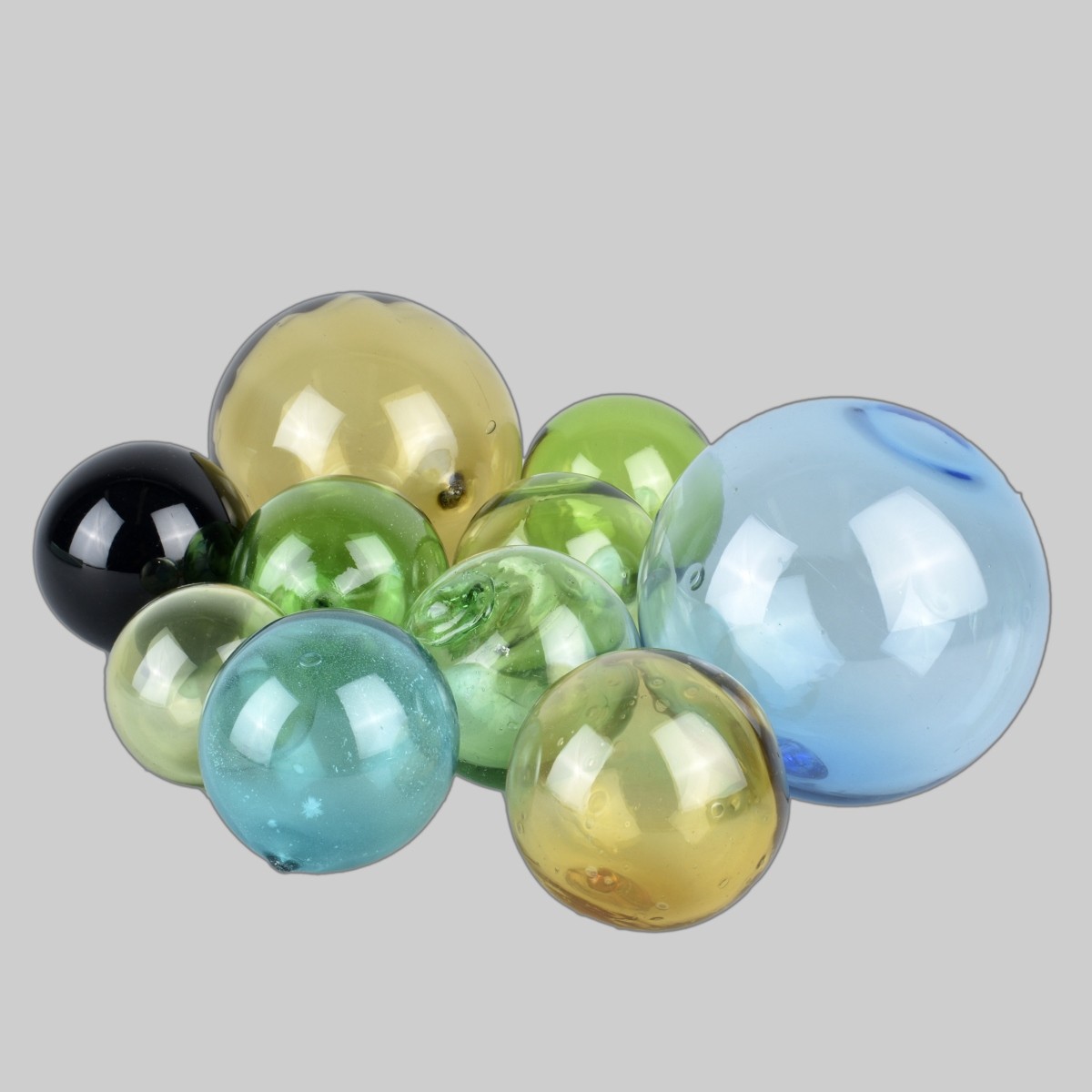 Ten Hand Blown Murano Glass Balls