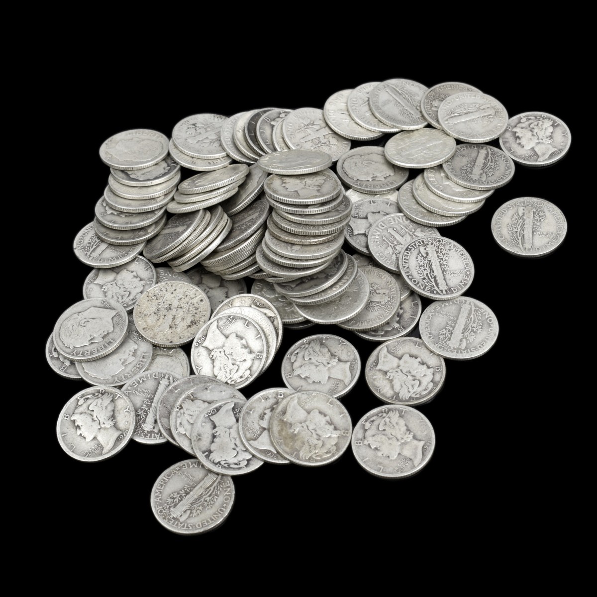 One Hundred U.S. Silver Dimes