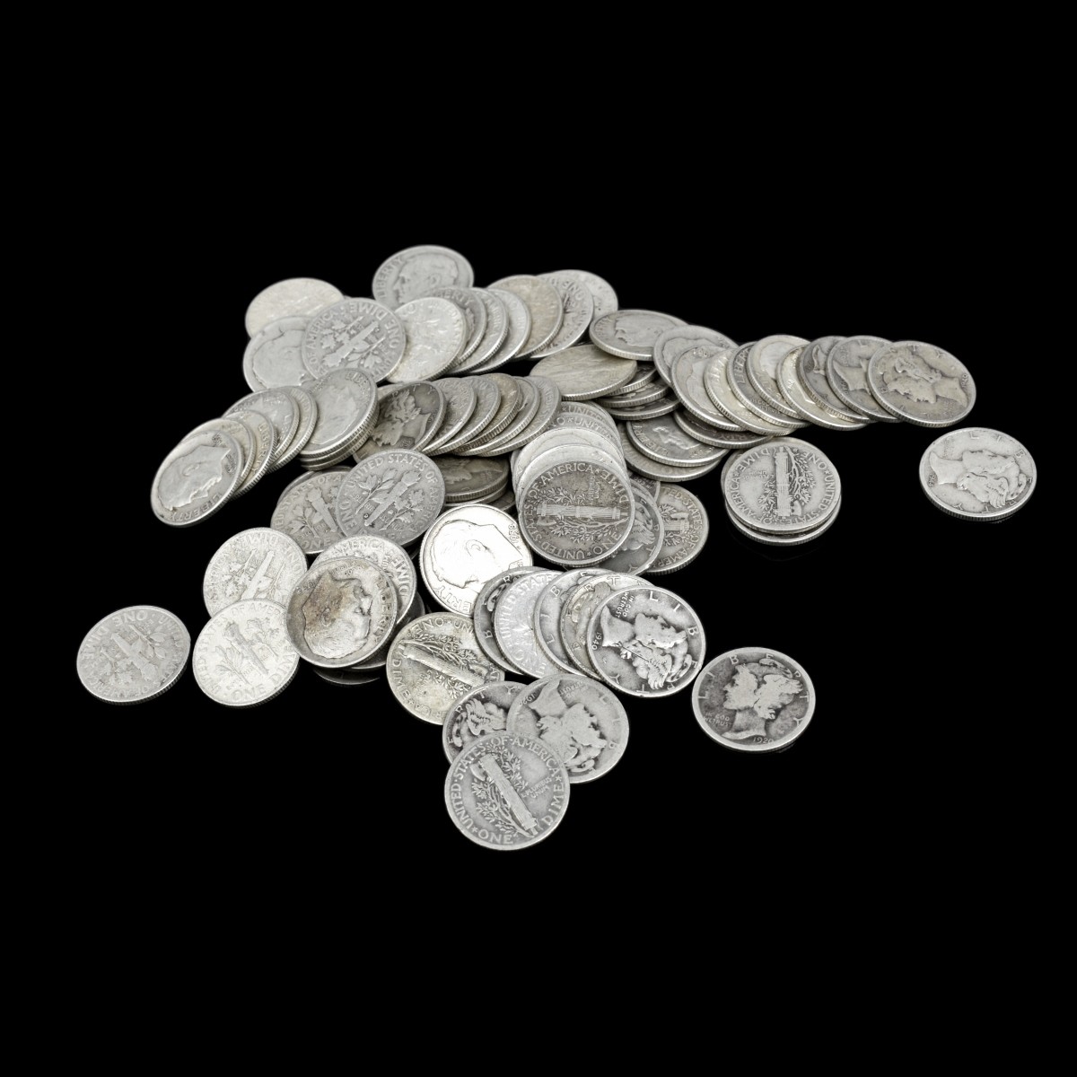 One Hundred U.S. Silver Dimes