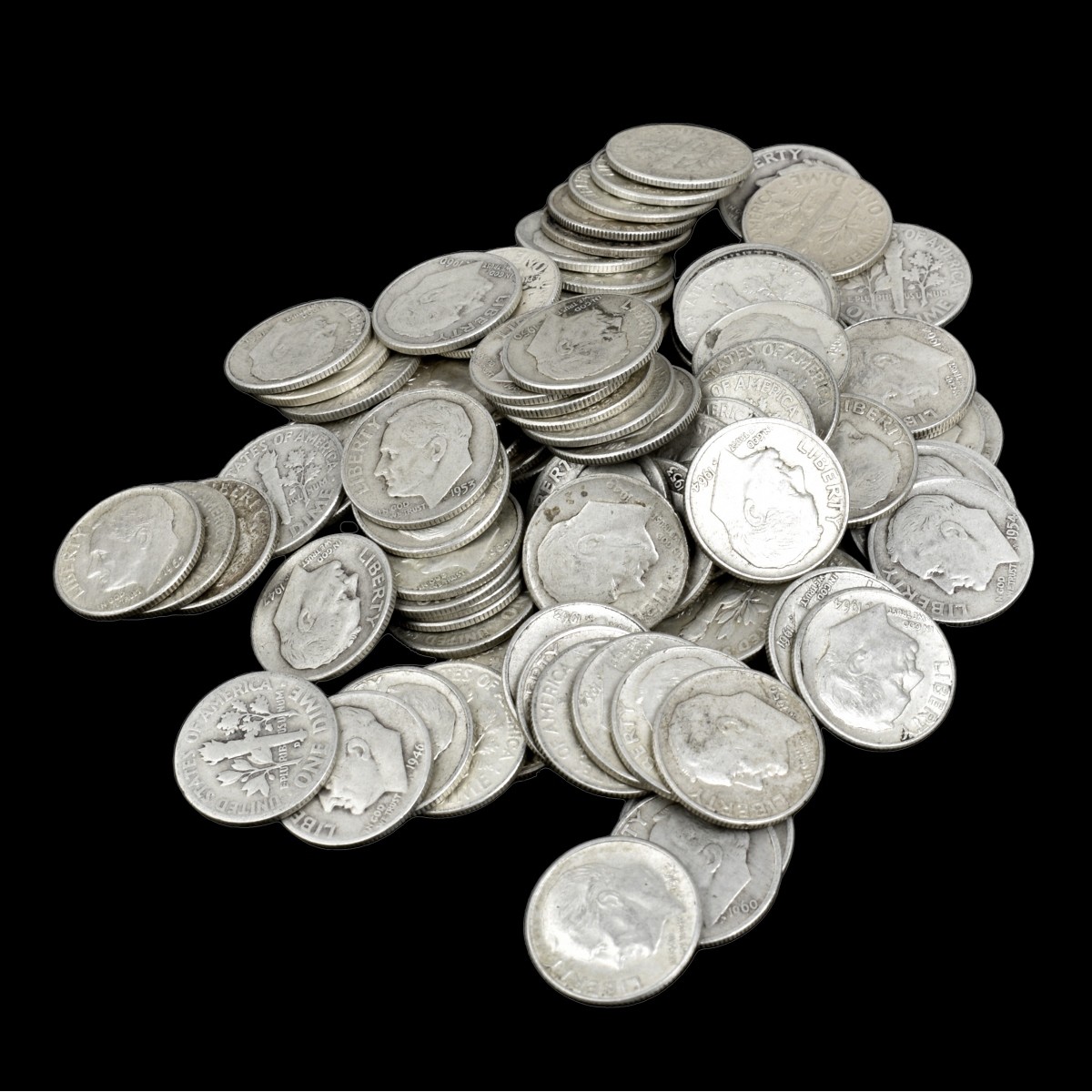 One Hundred U.S. Silver Dimes