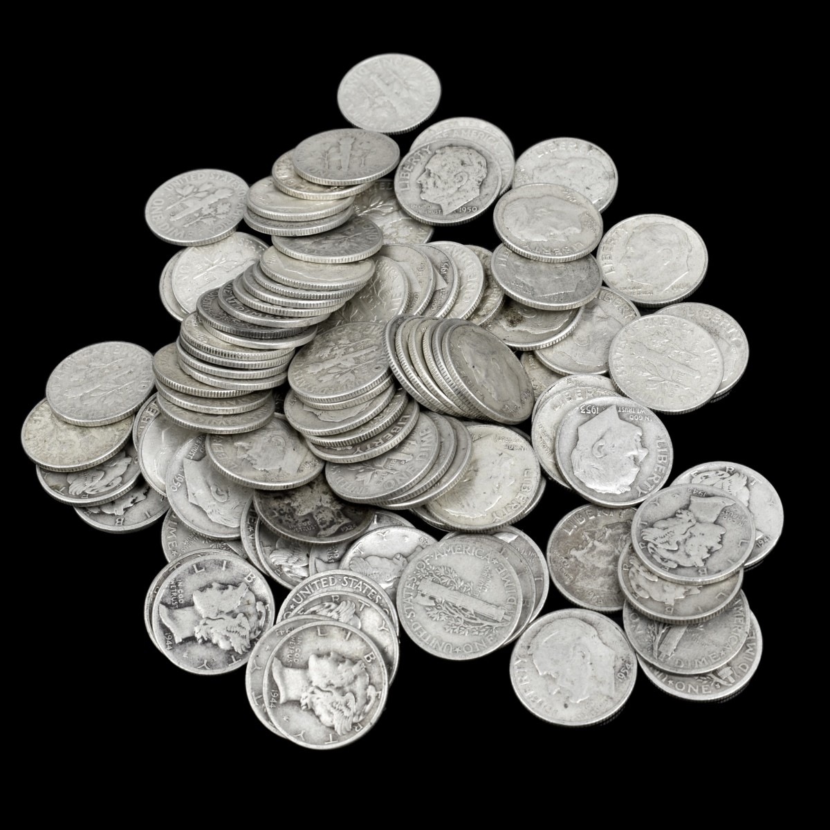 One Hundred U.S. Silver Dimes