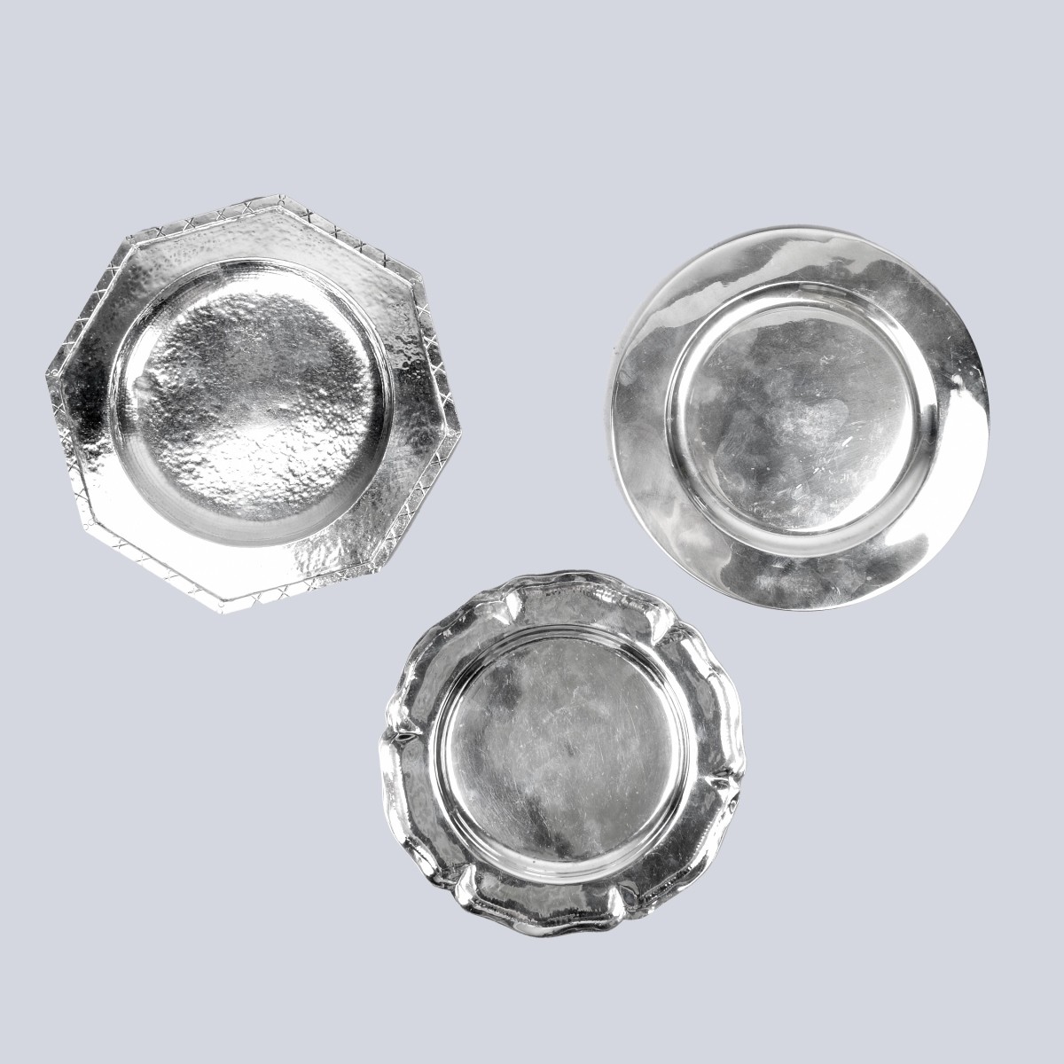 Three Vintage Silver Plates