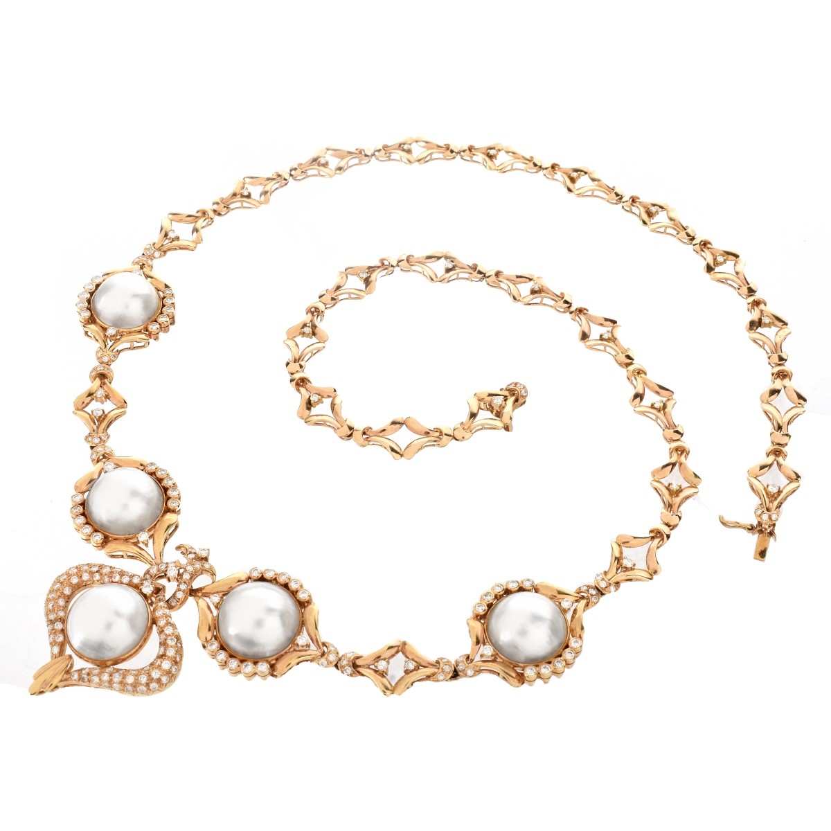 Diamond, Pearl and 14K Necklace