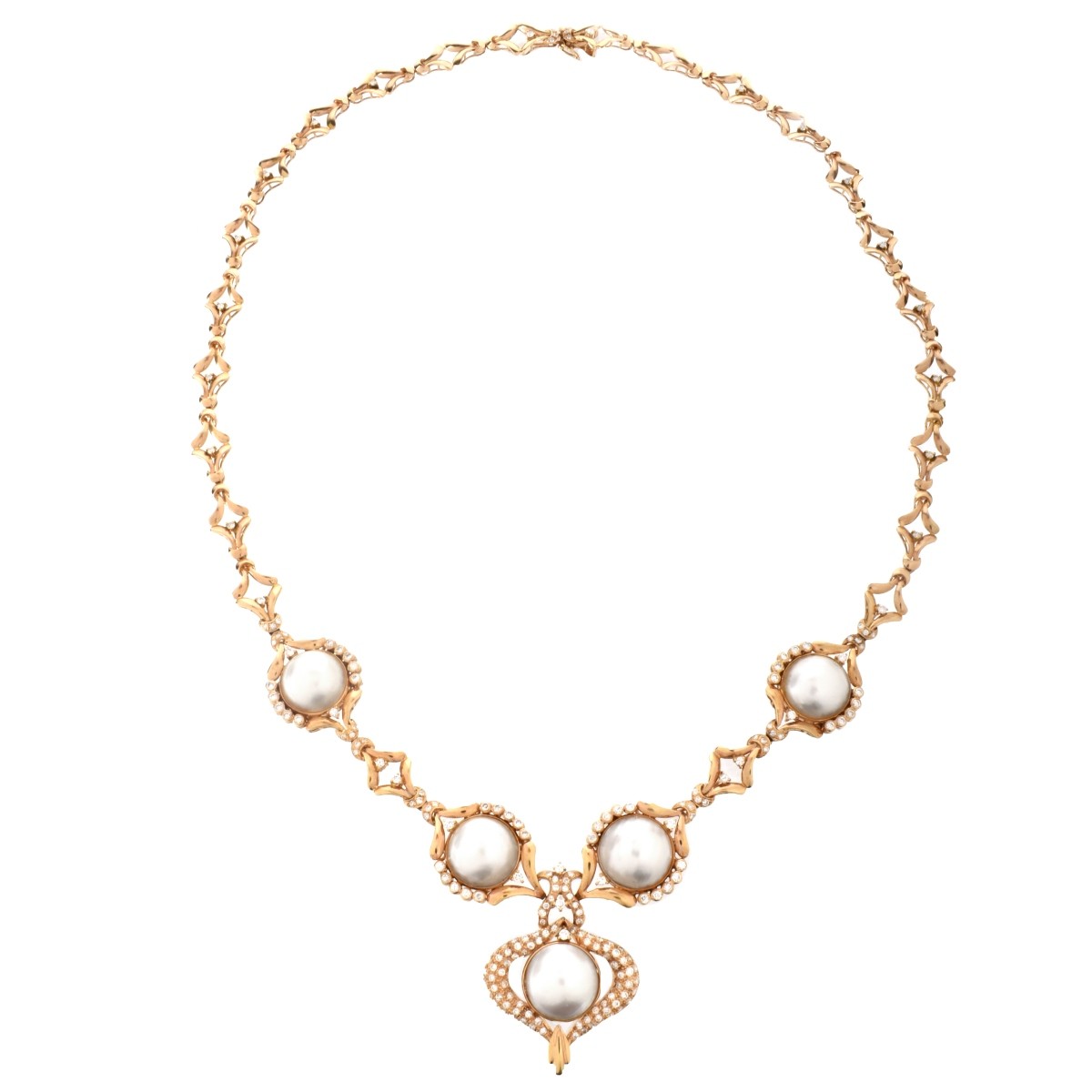 Diamond, Pearl and 14K Necklace