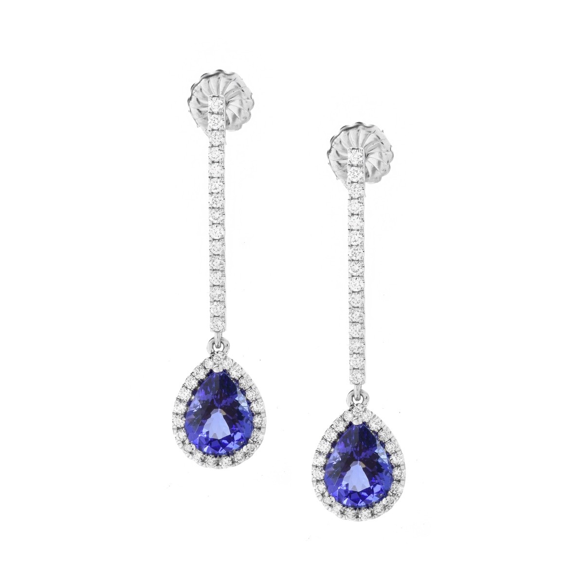 Tanzanite, Diamond and 14K Earrings