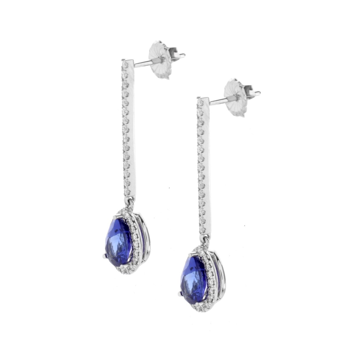 Tanzanite, Diamond and 14K Earrings