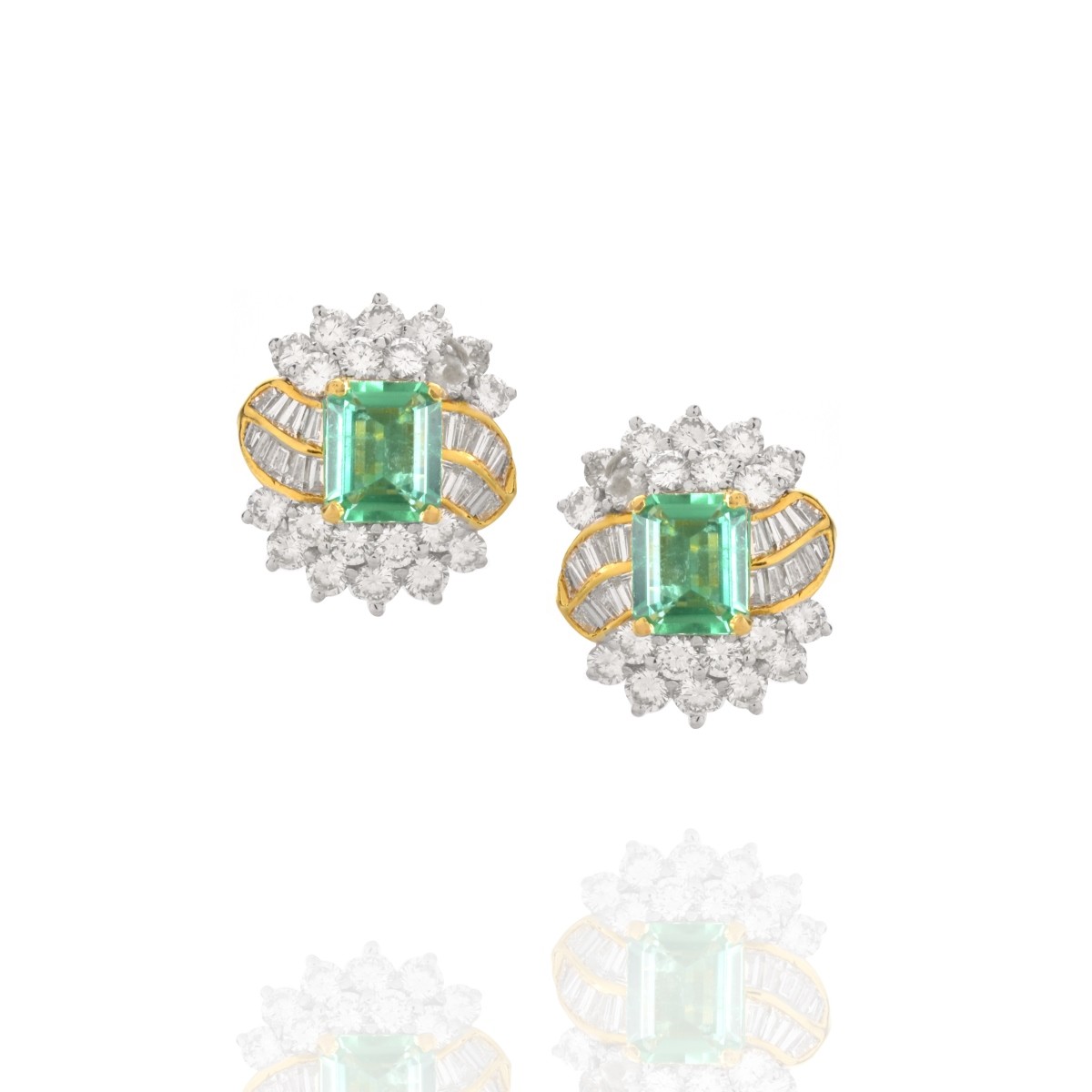 Emerald, Diamond and 18K Earrings