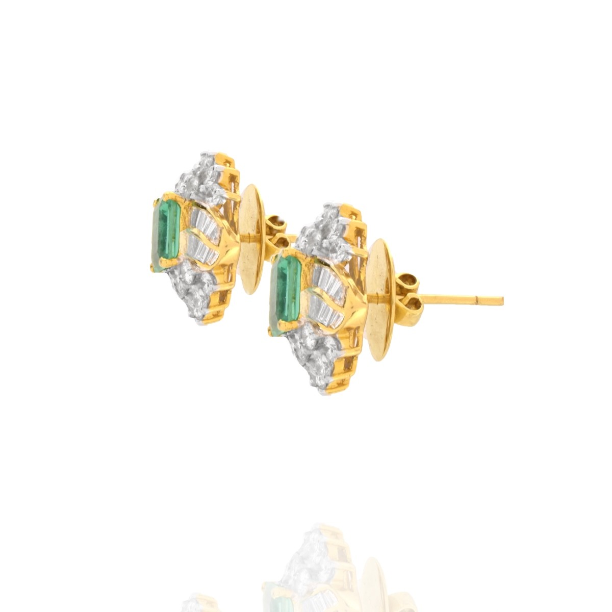 Emerald, Diamond and 18K Earrings