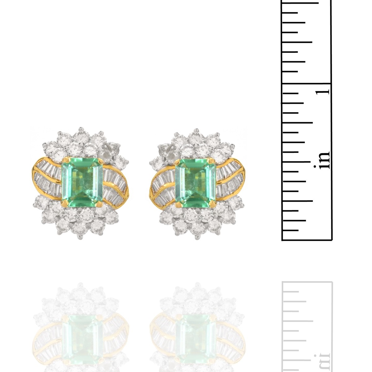 Emerald, Diamond and 18K Earrings