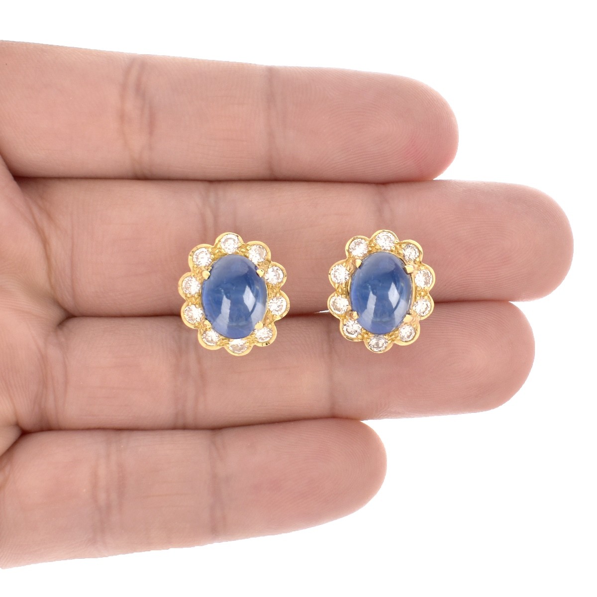 Sapphire, Diamond and 18K Earrings