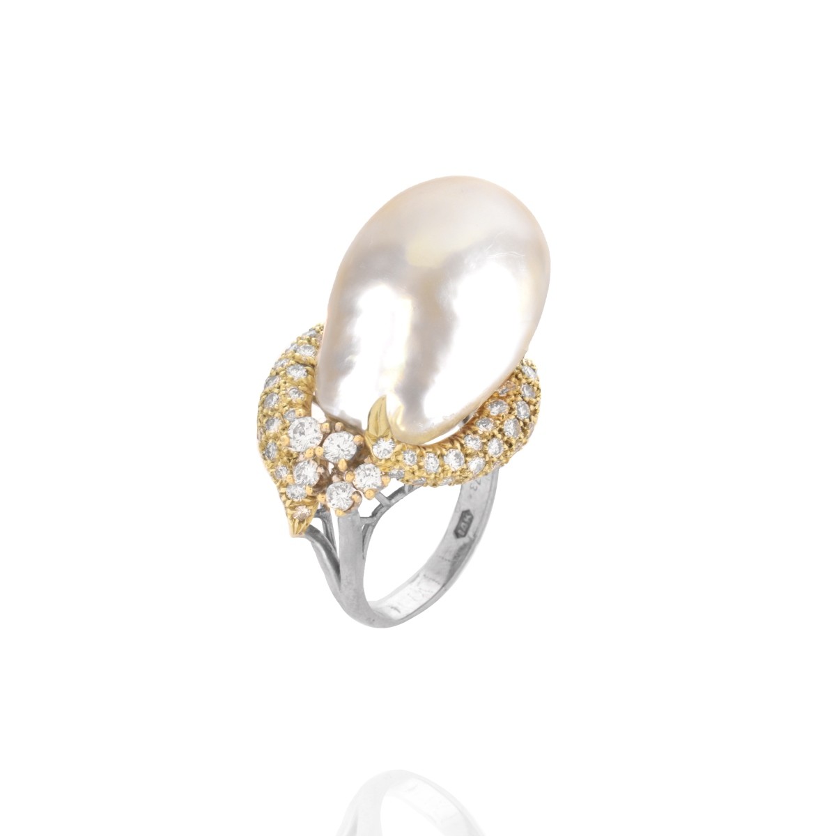 Pearl, Diamond and 14K Ring