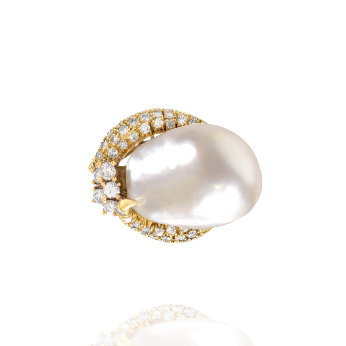 Pearl, Diamond and 14K Ring