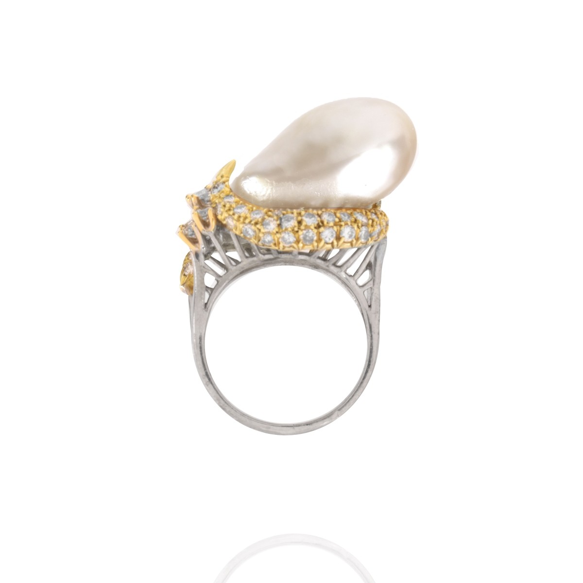 Pearl, Diamond and 14K Ring