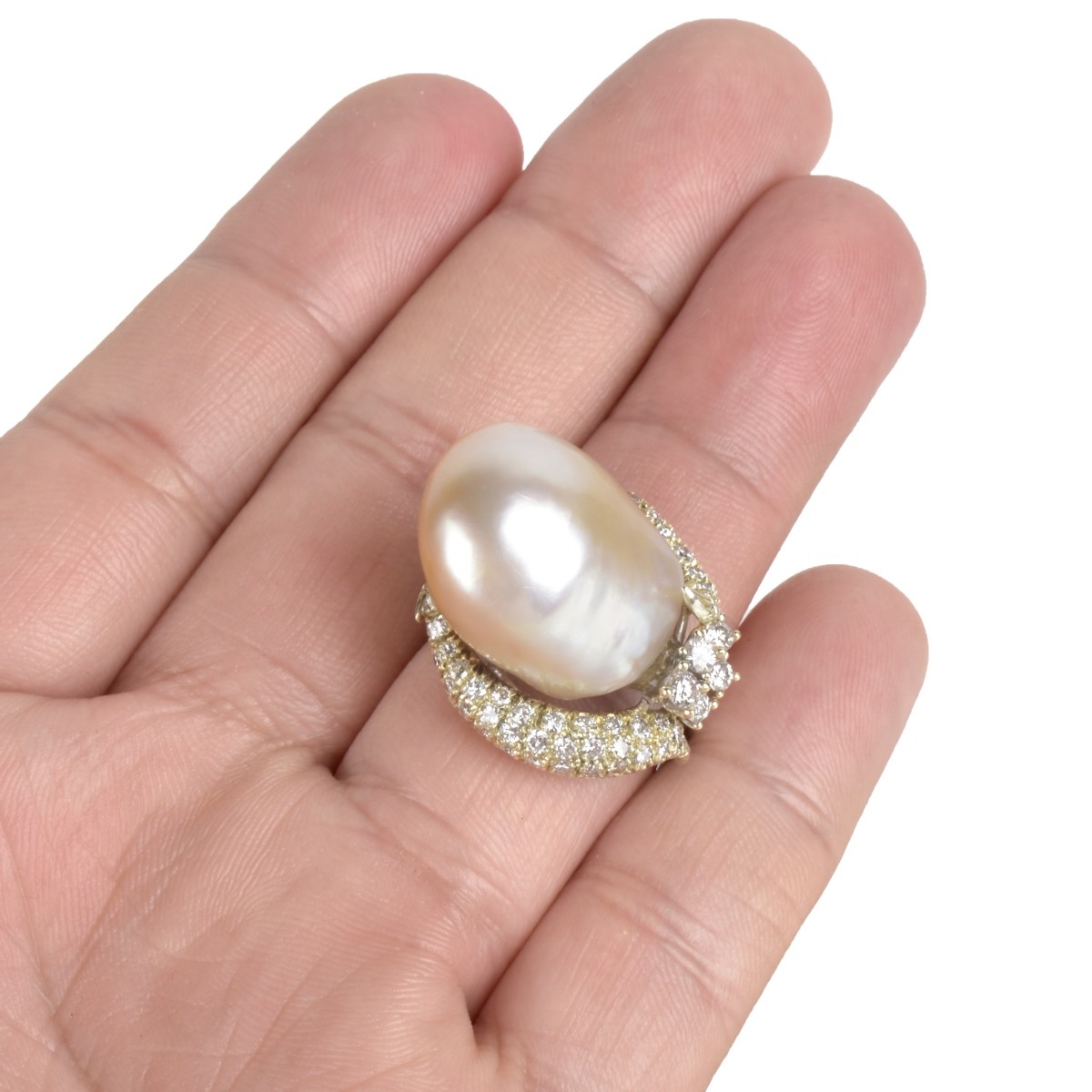 Pearl, Diamond and 14K Ring