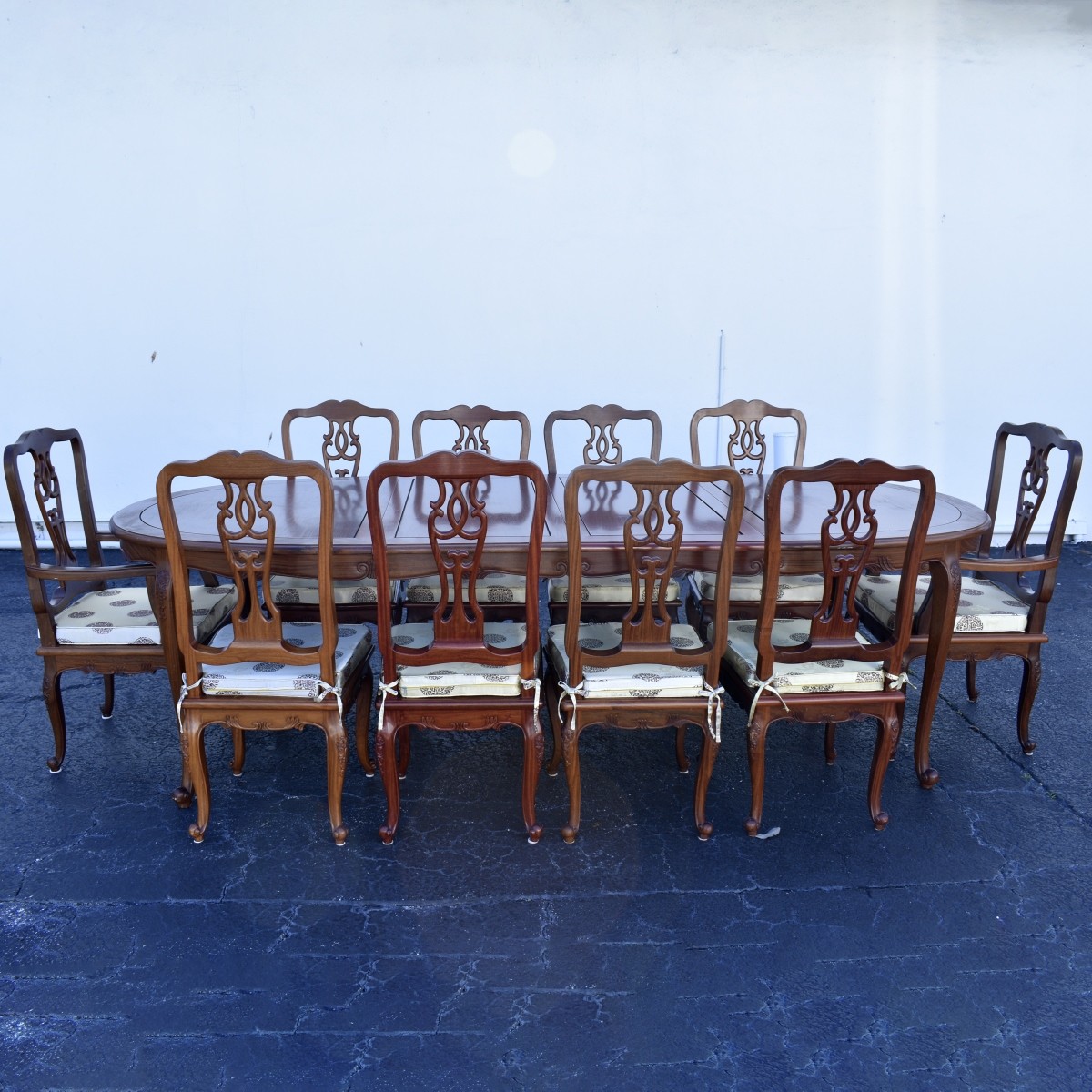 Chinese Dining Table w/ Ten Chairs