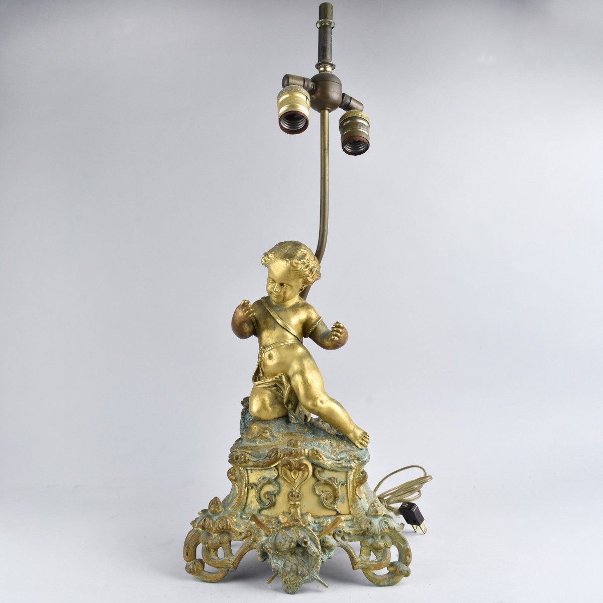 Gilt Bronze Putti Figure Lamp