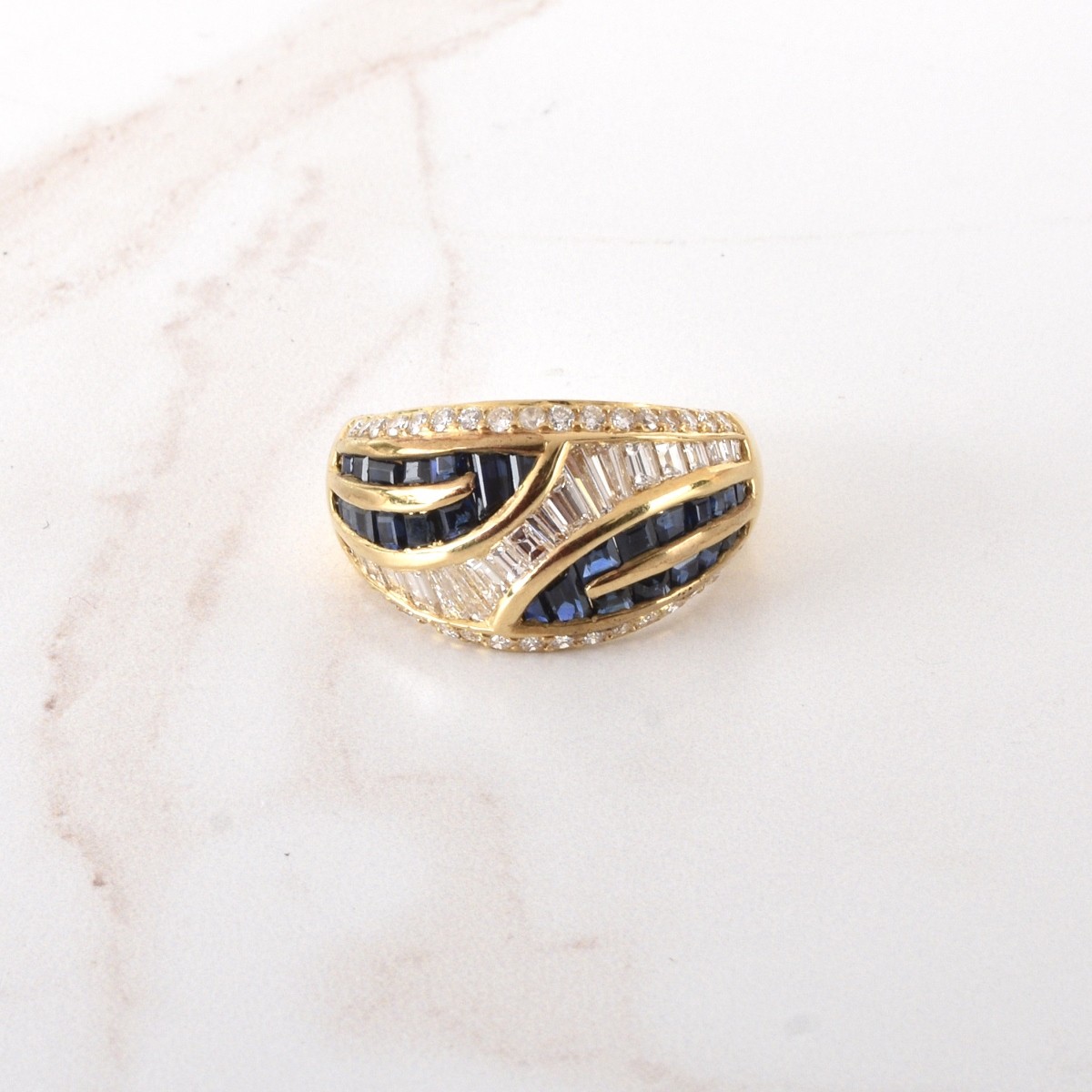 Diamond, Sapphire and 18K Ring