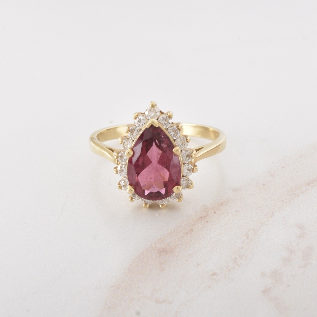 Tourmaline, Diamond and 14K Ring