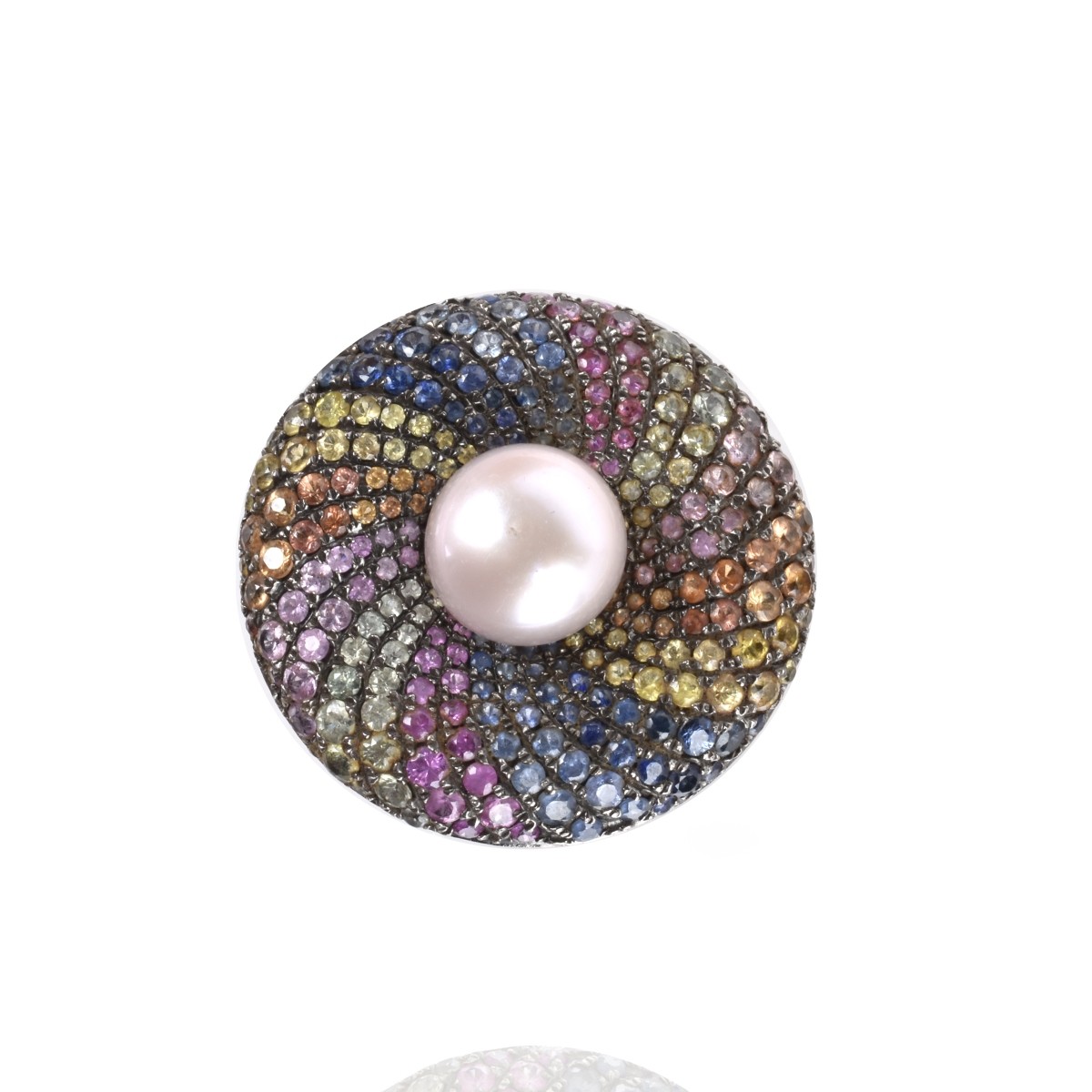 Gemstone, Pearl and Silver Ring